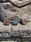 Communication Pocket Orgonite Disc trio amethyst turquoise lapis lazuli copper spiral clear resin Balinese temple stone