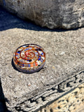 Communication Pocket Orgonite II amethyst turquoise lapis lazuli black onyx rose quartz gold leaf copper spiral clear resin handcrafted Batuan Bali