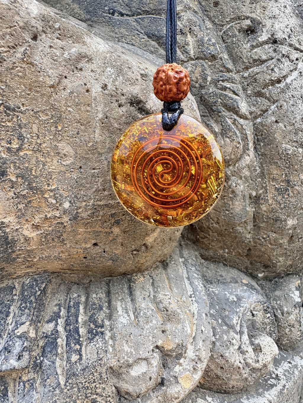 Dragon Prosperity Pendant | Clear Quartz, Red Jasper & Gold Dragon | Financial Harmony, Wealth Attraction & Sacred Balance | Wearable Orgonite