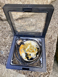 Glory Dragon Prosperity Pendant black amber gold marbled resin gold prosperity dragon in premium black floating display gift box Batuan Bali