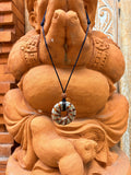 Immortal Rodin Torus Donut Pendant clear quartz Rodin coil copper winding rudraksha bead black cord orgonite Ganesha Batuan Bali