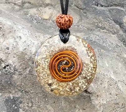 Bali Omkara Pendant | Seven Chakra Stones & Gold Om Symbol | Chakra Balancing, Enhancement & Divine Alignment | Wearable Orgonite