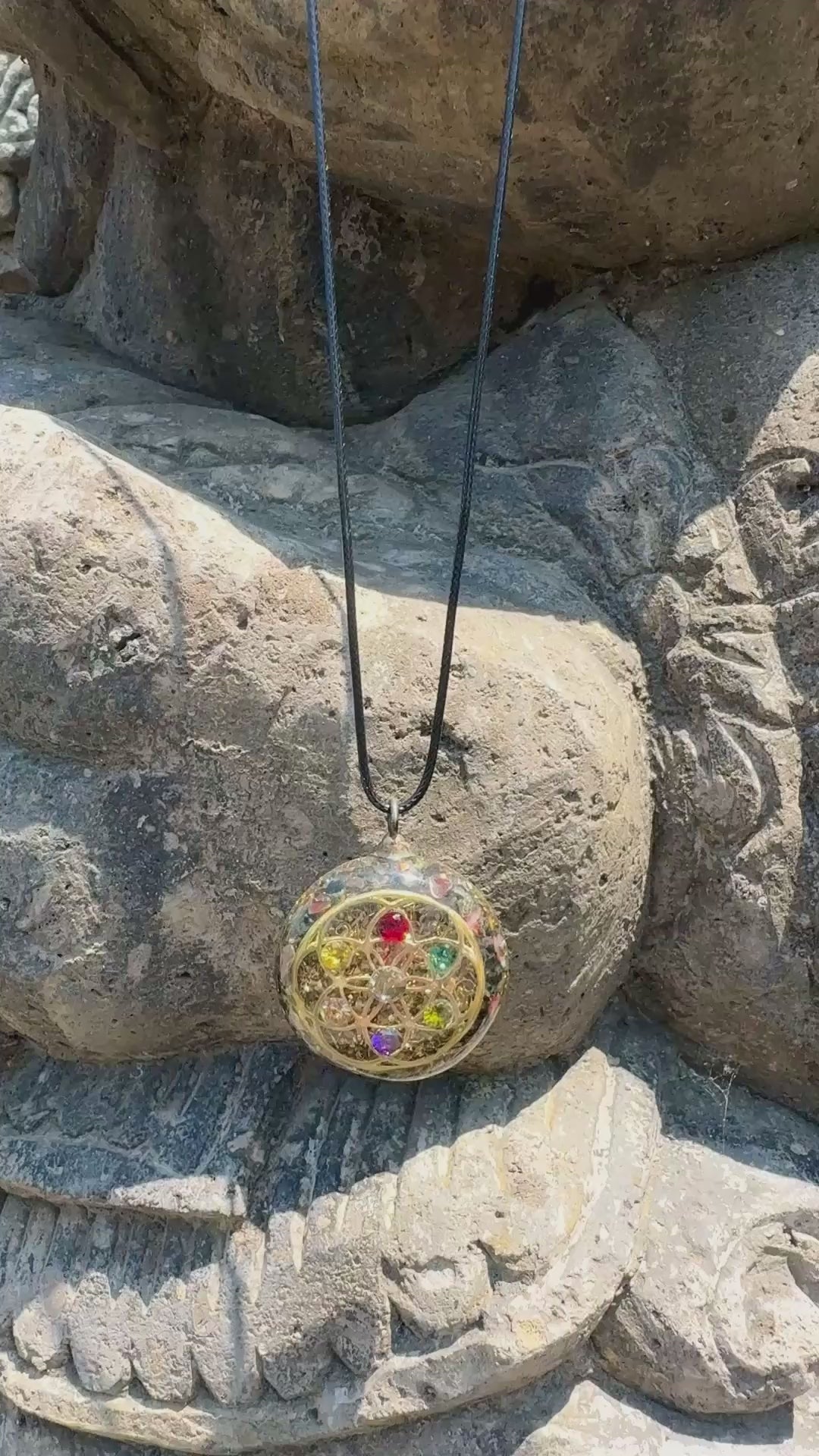 Seed of Life Abundance Pendant | Seven Chakra Stones & Zibu Abundance Symbol | Sacred Geometry, Full Chakra Alignment & Divine Prosperity
