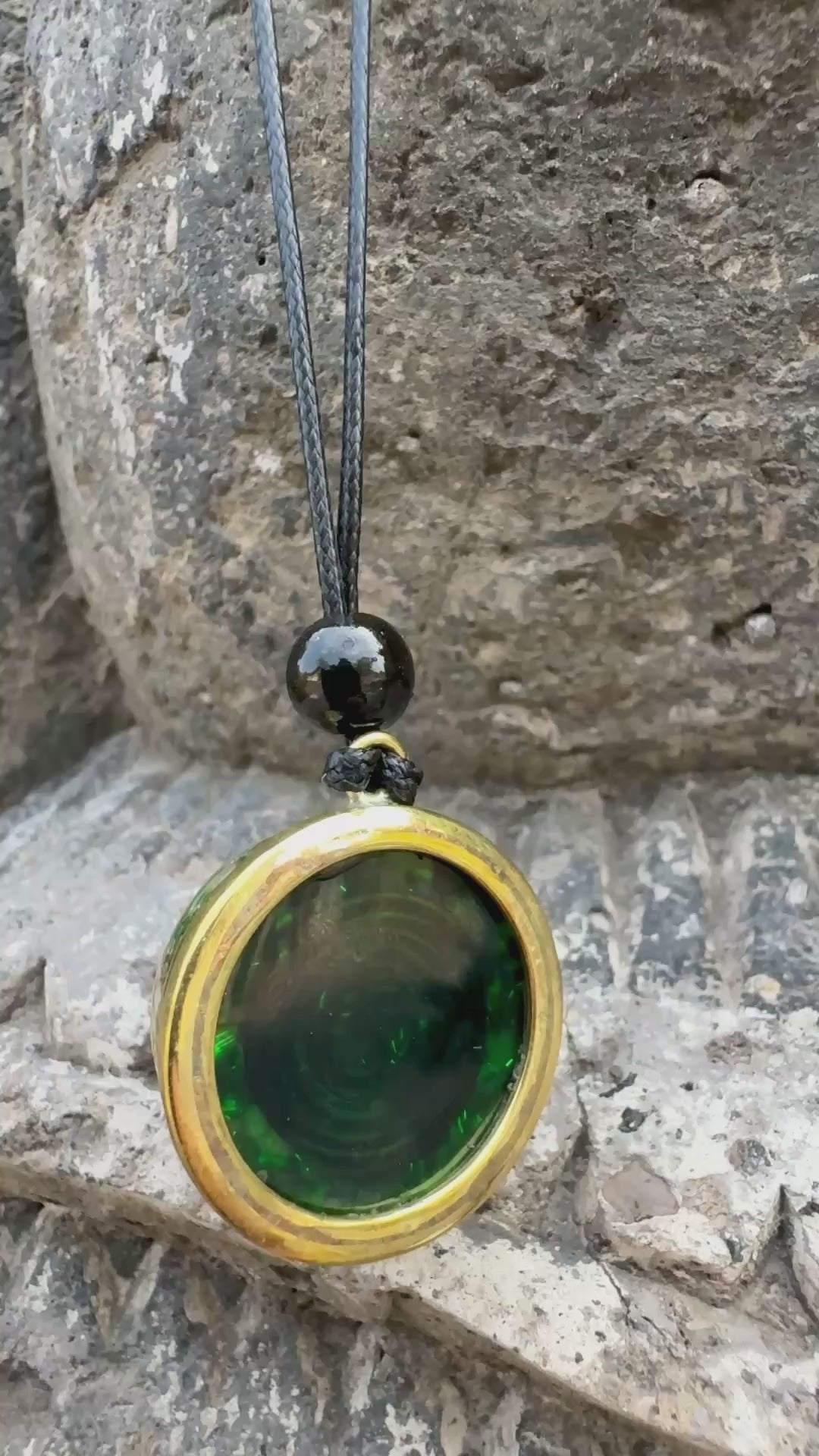 Mini Daisy Pendant with Yellow Brass | Aventurine, Citrine, Tiger Eye & Carnelian | White Enamel Daisy | Inner Peace, Clarity & Sacred Wisdom | Wearable Orgonite