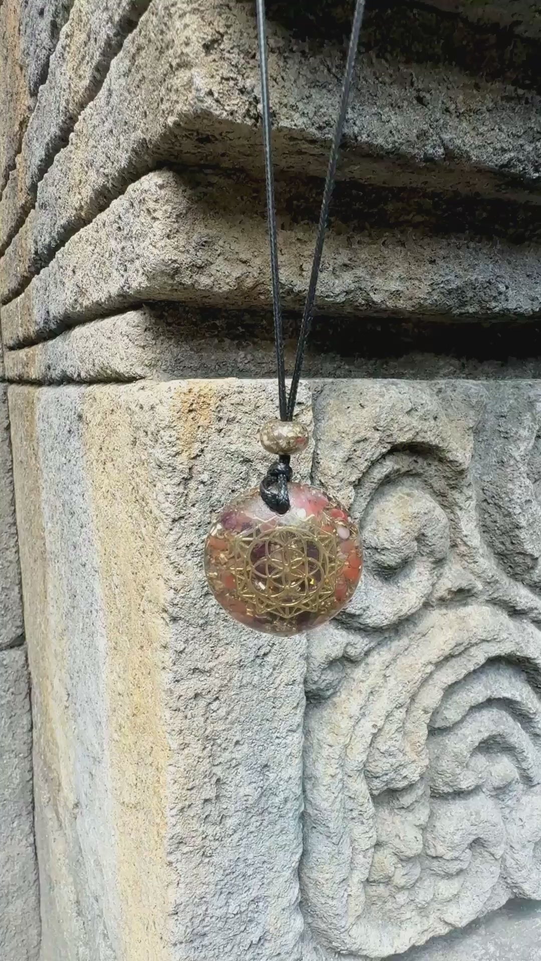 Seed of Life Grounding Pendant | Red Jasper, Red Garnet & Gold Seed of Life | Deep Grounding, Root Chakra Power & Sacred Earth Connection | Wearable Orgonite