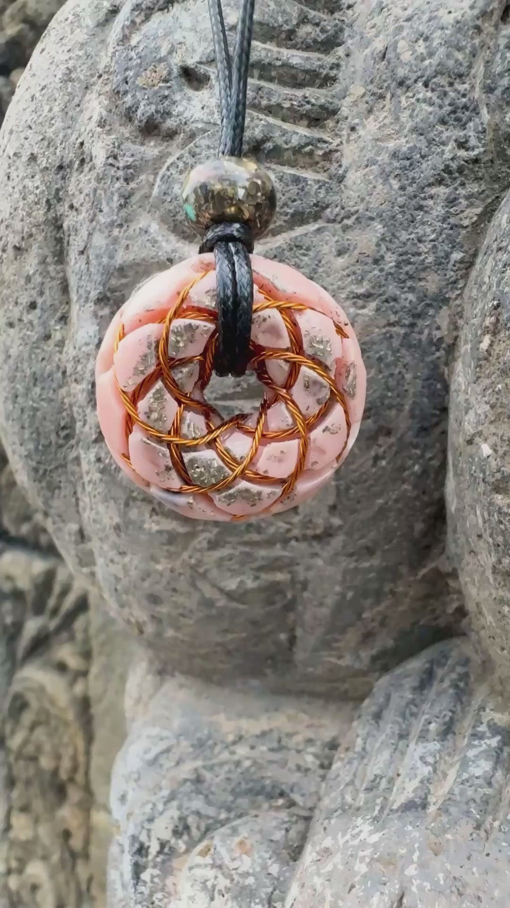 Rose Quartz Torus Pendant | Copper Torus Coil | Heart Chakra Activation, Unconditional Love, Self-Love & Emotional Healing | 33mm | Wearable Orgonite