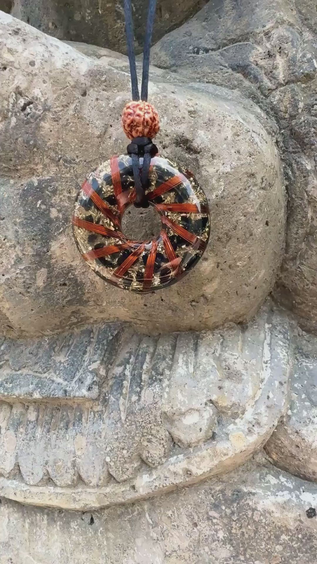 Root Chakra Torus Donut Orgonite Pendant | Black Tourmaline & Copper Winding | Root Chakra Enhancement, Grounding & EMF Protection | Wearable Orgonite